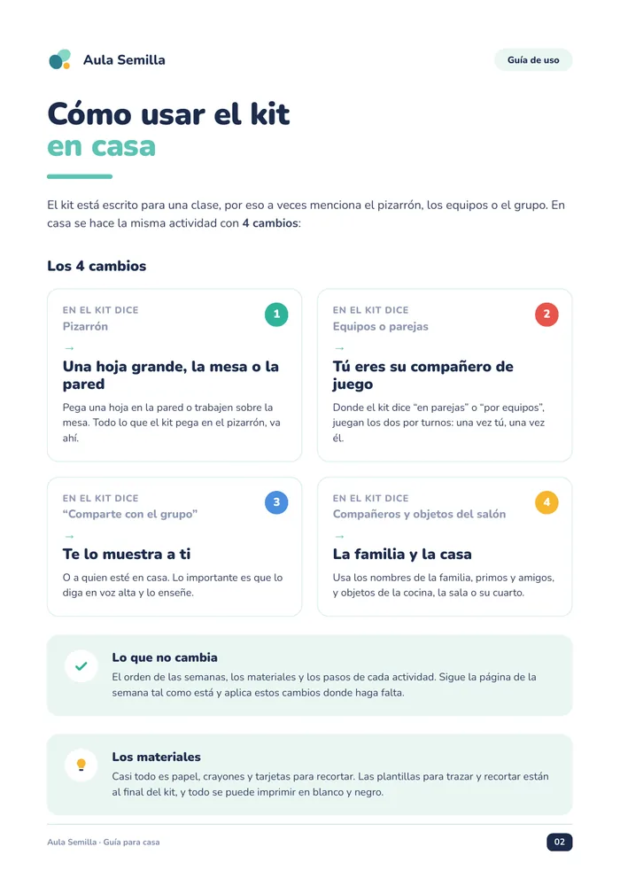 Página de la Guía para casa