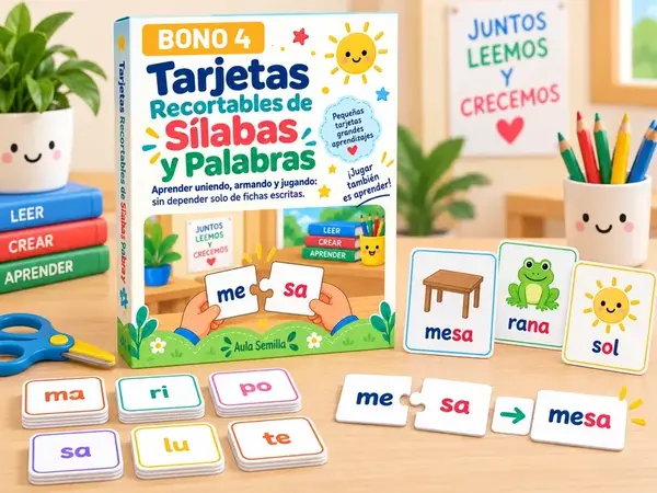Tarjetas Recortables de Sílabas y Palabras