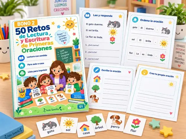 50 Retos de Lectura y Escritura de Primeras Oraciones