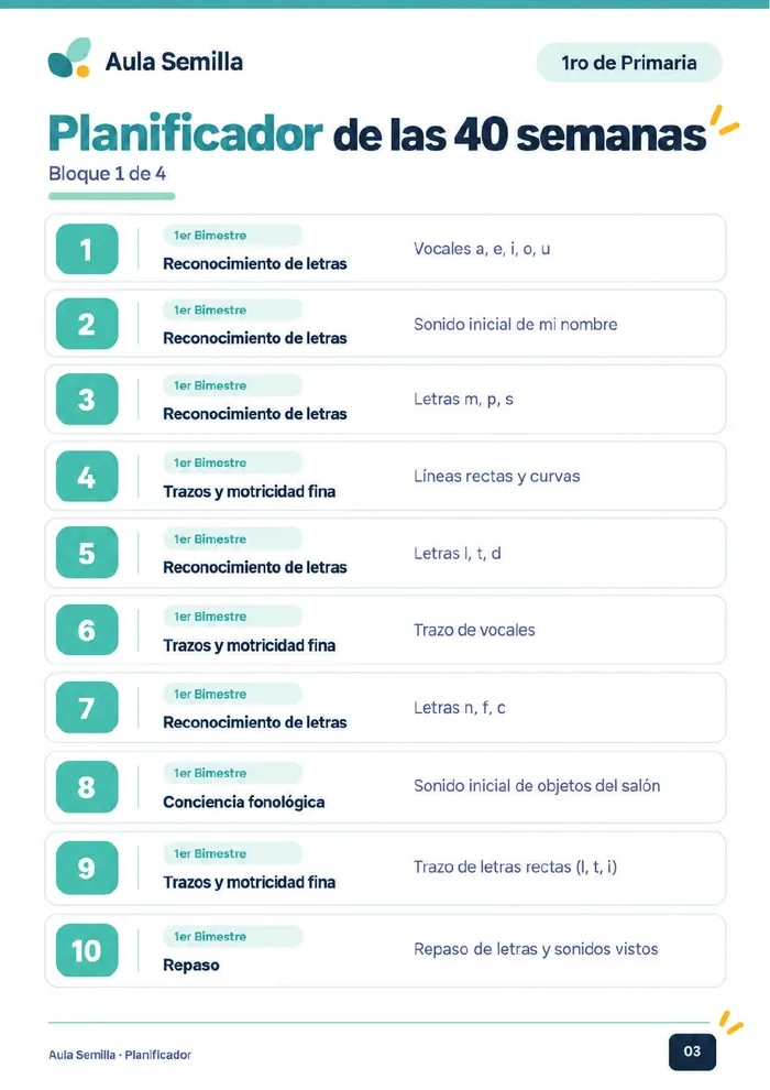 Planificador de las 40 semanas