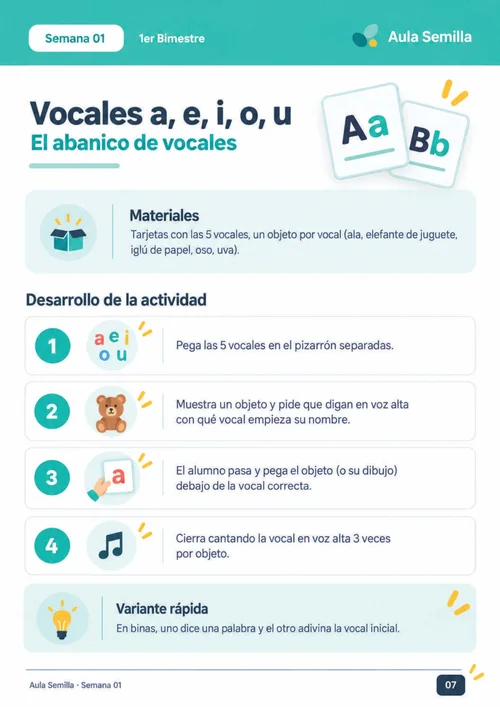 Ficha de la semana 1: las vocales